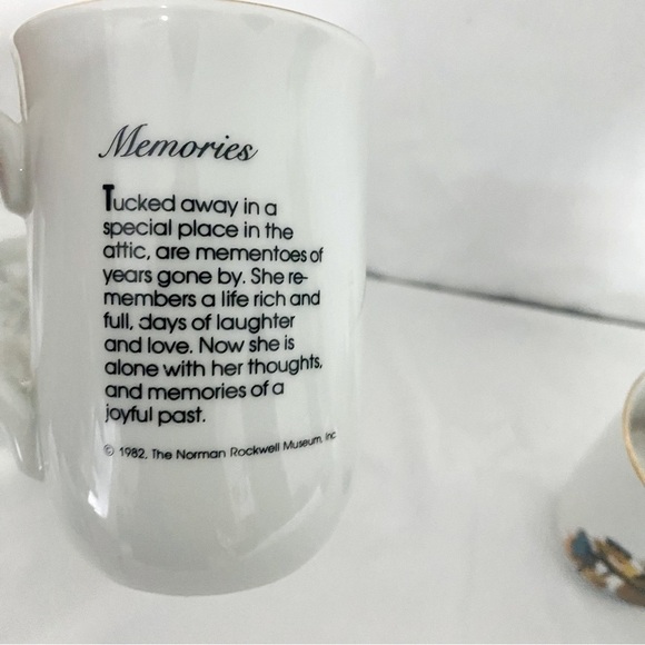 VINTAGE SET Of 5 Norman Rockwell Museum Coffee Mugs Cups White Gold Trim JAPAN - Picture 9 of 15